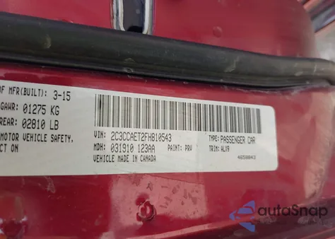 2015 Chrysler 300C из США, поврежденный, VIN 2C3CCAET2FH810543